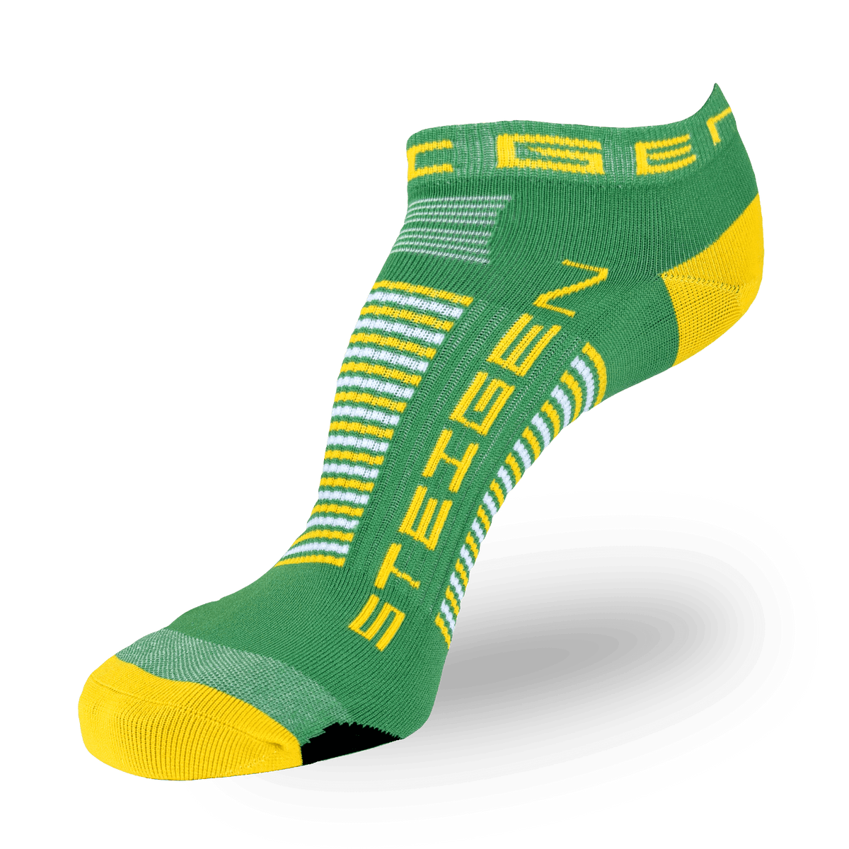 Green and Gold Zero Running Socks