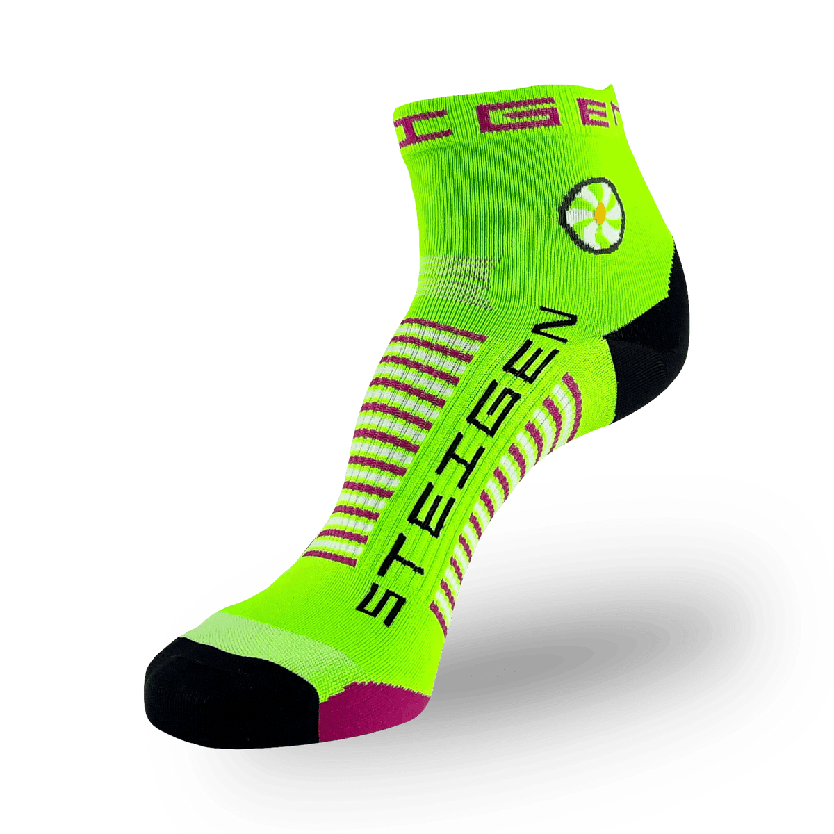 Fluro Green Running Socks ¼ Length