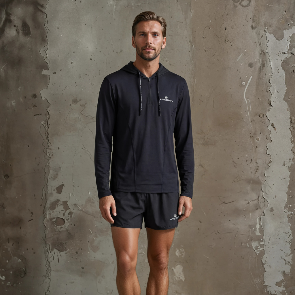 Men’s Long Sleeve Hooded Quarter Zip Top