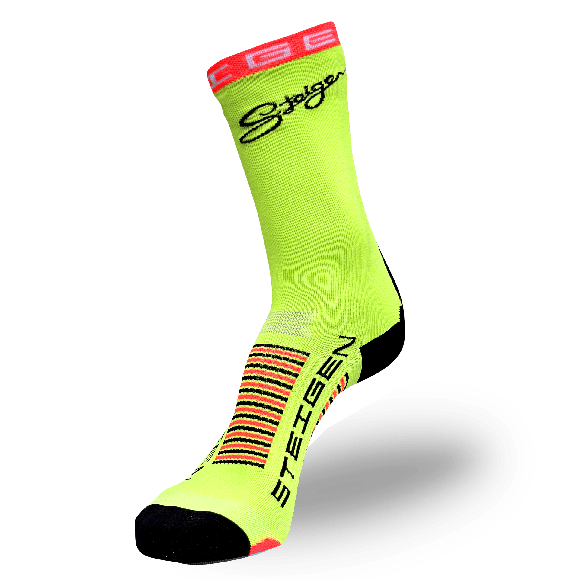 Fluro Yellow Running Socks ¾ Length
